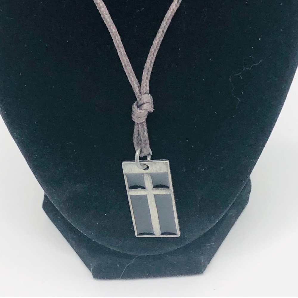 Braided Rope Cross Necklace - Picture 2 of 6